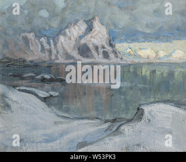 Anna Boberg, bateaux entre les montagnes. Étude de Lofoten bateaux entre les montagnes. Étude de Lofoten, huile sur toile montée sur carton, hauteur : 19,5 cm (7,6), Largeur : 23,5 cm (9,2) Banque D'Images