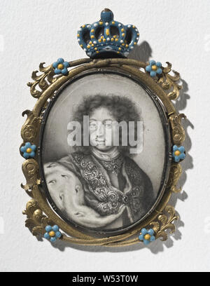 Arvid von Karlsteen, King Karl XI, Karl XI, peinture, portrait, Charles XI de Suède, 1675, broches métalliques sur l'amorceur, encadré, hauteur, 11,2 cm (4,4 po), largeur, 8 cm (3,1 pouces), profondeur, 1 cm (0,3 pouces), Signature, 'une Karlsteen faciebat, 1675 ' Banque D'Images