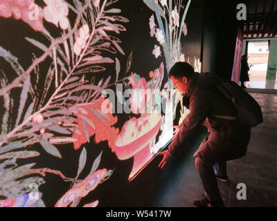 Personnes visitent l'expérience numérique immersive exposition au Palais de la pureté céleste (Qianqing gong) dans le musée du palais, également connu sous le nom de la plante Banque D'Images