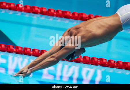 Gwangju, Corée du Sud. 26 juillet, 2019. Natation Championnat du Monde : 100 mètres papillon hommes demi-finales : Marius Kusch en action. Crédit : Bernd Thissen/dpa/Alamy Live News Banque D'Images