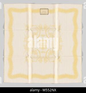 Nappes en damassé de coton avec les armes d'Hôtel Normandie ( ?), de serviette damassée coton jaune avec les armes d'Hôtel Normandie ( ?). Chaîne trame jaune, blanc., F.E.J van scc Immobilien & Zonen, Eindhoven, ch. 1871 - c. 1971, le coton (textile), Damas, h 49,5 cm × w 48,0 cm Banque D'Images