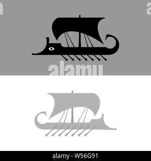 Ancien voilier, navire, navire Trirème Grecque (vecteur silhouette). Illustration de Vecteur