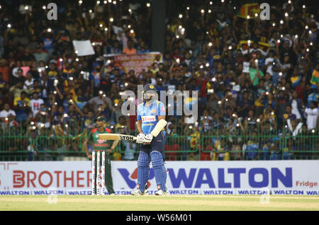 Le 26 juillet 2019, Colombo, Sri Lanka, la province de l'ouest du Sri Lanka : bowler Lasith Malinga joue un coup au cours de la première journée d'un match de cricket international entre le Sri Lanka et le Bangladesh à l'R.Premadasa Stadium à Colombo le 26 juillet 2019. (Crédit Image : © Pradeep Dambarage/Zuma sur le fil) Banque D'Images