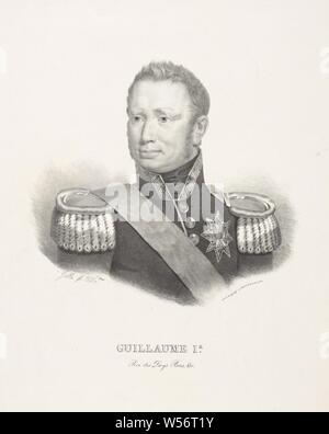 Portrait de Willem Frederik I, Roi des Pays-Bas, Portrait de Willem I Frederik. Dans la marge du bas sont nom et titres., Willem Frederik I (Roi des Pays-Bas), P. Gillo (mentionné sur l'objet), Bruxelles, 1826, papier, h 543 mm × W 360 mm Banque D'Images