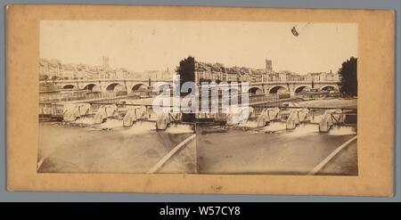 Écluses de la Seine à Paris, à proximité de Pont Neuf, pont de l'écluse, Weir, dans l'ensemble de la ville, rivière, canal, etc, Pont Neuf, Seine, anonyme, Paris, ch. 1855 - c. 1860, du papier photographique, carton, à l'albumine, h 83 mm × W 172 mm Banque D'Images