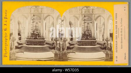 Intérieur de la Saint-Étienne-du-Mont à Paris avec une vue sur le choeur, Saint-Etienne-du-Mont. Le Choeur (titre sur l'objet), de l'intérieur des é églises de Paris (titre de la série sur l'objet), certaines parties de l'intérieur de l'église : choeur, église Saint-Étienne-du-Mont, HJ (mentionné sur l'objet), ch. 1850 - c. 1880, du papier photographique, carton, à l'albumine, h 87 mm × W 172 mm Banque D'Images