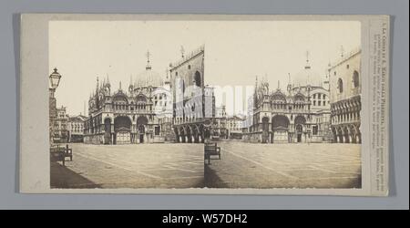 Vue sur la paroi latérale de la Basilique Saint Marc à Venise La chiesa di S. Marco dalla Piazzetta. (Titre sur l'objet), façade (ou maison ou immeuble), l'église (extérieur), San Marco, San Marcoplein, anonyme, avant 1850 - Ch. 1870, carton, papier photographique, à l'albumine, h 85 mm × W 170 mm Banque D'Images