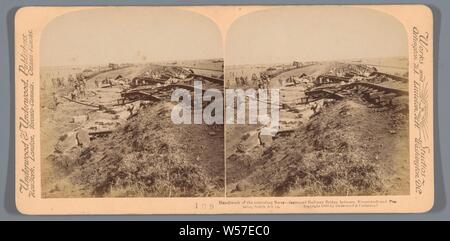 Le travail manuel d'Boers - pont de chemin de fer détruit entre Kroonstadt et Pretoria, Afrique du Sud, l'Underwood et Underwood, 1900 Banque D'Images