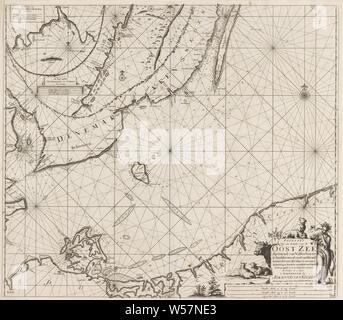 Carte Passeport d'une partie sud de la mer Baltique, Jan Luyken, 1681 - 1799 Banque D'Images