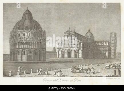 Piazza del Duomo à Pise Piazza del Duomo di Pisa (titre sur l'objet) Les observations des principaux bâtiments de Pise (titre de la série) / Rappresentazione Degli edifizj cospicui più di Pisa (titre de la série), vue sur la Piazza del Duomo à Pise (également appelé Piazza dei Miracoli) avec le Duomo de Pise (Duomo di Pisa), le Baptistère de San Giovanni, le Campo Santo et la Tour de Pise (campanile), à la ville en général, 'veduta', de l'église (extérieur), Place, place, cirque, etc, certaines parties de l'extérieur de l'église et les annexes, dans certaines parties de l'extérieur de l'église et les annexes : le campanile, le Baptistère, la Tour de Pise, Dom Banque D'Images