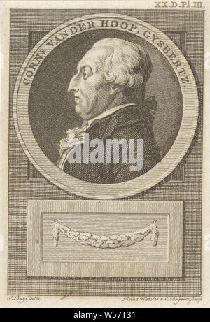 Portrait de Cornelis Gijsbertsz. van der Hoop, de navires de la ville d'Amsterdam. Gijsbertsz, Cornelis van der Hoop, Reinier Vinkeles (I) (mentionné sur l'objet), Amsterdam, 1783 - 1795, papier, gravure, h 88 mm × w 62 mm Banque D'Images