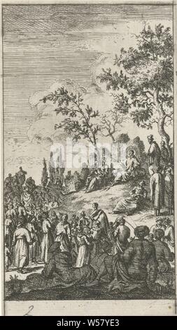 Le Sermon sur la montagne vingt-quatre scènes du Nouveau Testament (titre de la série), la commande 'que ces pierres se changent en pain, Tentation du Christ dans le désert, anonyme, 1681 - 1762, le papier, gravure, h 123 mm × w 69 mm Banque D'Images