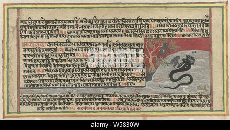 La lutte contre le Serpent Kaliya Krishna, Mewar, ch. 1614 - c. 1640, le papier, le pinceau, h 230 mm × W 405 mm h 345 mm × W 175 mm Banque D'Images