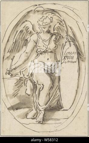 Écrit angel, France, 1770 - 1799, papier, encre, pinceau, h 177 mm × W 113 mm Banque D'Images