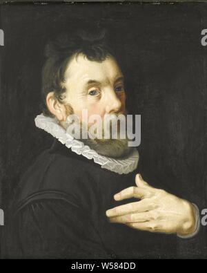 Portrait d'un homme, Portrait d'un homme. Buste à droite, la main gauche par l'épaule. le Portrait de Nicolaes Eliasz par Benningh Margriet. Pickenoy., Aert Pietersz. (Copie d'après), 1570 - 1700, de bord, de la peinture à l'huile (peinture), H 56 cm × w 46 cm d 7 cm Banque D'Images