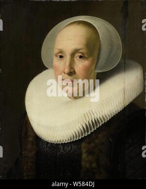 Portrait de Margriet Benningh (1565-1641), Pieter Dircksz la seconde épouse Hasselaer. Buste à gauche. Le portrait d'un homme par Aert, Nicolaes Eliasz Pietersz.. Pickenoy (attribué à), ch. 1629 - c. 1640, tableau de bord, de la peinture à l'huile (peinture), support : h 55,6 cm × w 45,3 cm d 6,5 cm Banque D'Images