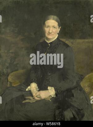 Mme A.J. Zubli-Maschhaupt, Portrait de Mme A.J. Zubli-Maschhaupt, assis sur une chaise, les mains sur ses genoux., Pieter de Josselin de Jong, 1887, toile, de la peinture à l'huile (peinture), h 108 cm × w 84 cm d 15 cm Banque D'Images