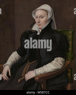 Portraits de Sir Thomas Gresham et Anne Fernely Portrait d'Anne Fernely. L'épouse de Sir Thomas Gresham, Portrait de Anne Fernely (Lady Gresham), l'épouse de Sir Thomas Gresham. Assis sur une chaise, à gauche. Anne Fernely, Anthonis Mor, Anvers, c. 1560 - c. 1565, la toile, la peinture à l'huile (peinture), H 88 cm × w 75,5 cm Banque D'Images
