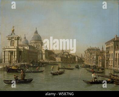 Entrée du Grand Canal près de la Punta della Dogana and Santa Maria della Salute, Vue de Venise avec l'entrée du Grand Canal. Sur la gauche la Punta della Dogana et la Santa Maria della Salute. De nombreuses gondoles et autres bateaux sur l'eau., Canaletto (atelier de), 1730 - 1745, la toile, la peinture à l'huile (peinture), H 61 cm × w 79,5 cm d 8,5 cm Banque D'Images