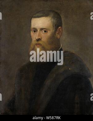 Portrait d'un homme, Portrait d'un homme avec une barbe courte et une cape de fourrure garni, buste à gauche, historique anonyme personne représentée, Jacopo Tintoretto (cercle de), 1550 - 1575, la toile, la peinture à l'huile (peinture), h 63,5 cm × 57,5 cm d 9,5 w cm Banque D'Images