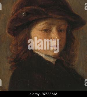 Portrait of a Boy, portrait d'un garçon, buste à droite, avec un chapeau brun., Adriaen van Ostade, 1640 - 1685, de bord, de la peinture à l'huile (peinture), d 10 cm d 4,5 cm Banque D'Images