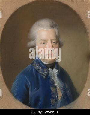 Portraits de l'Stathouder Willem V (1748-1806), Prince d'Orange-Nassau, Portrait de Willem V (1748-1806), Prince d'Orange-Nassau. Buste à droite. Fait partie d'une série de neuf portraits de princes et princesses de la maison d'Oranje-Nassau. Une partie de la collection de pastels, les personnes historiques ((full) buste portrait), Willem V (prince d'Oranje-Nassau), l'ordre de la Jarretière, Johann Friedrich August Tischbein, 1789, parchemin (animale), h 62,7 cm × 52,4 cm w w 10,3 kg Banque D'Images