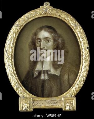 Portrait de Johan de Witt, grand pensionnaire de Hollande, Portrait de Johan de Witt (1625-72). Conseil du pensionné. Buste en ovale, à gauche. Partie d'une collection de portraits de poètes néerlandais, homme politique, par exemple, chef de parti, Johan de Witt, Jan Maurits Quinkhard, 1723 - 1771, le cuivre (métal), de la peinture à l'huile (peinture), H 11 cm × w 9,5 cm h 41,2 cm × 47,4 cm × w d 1,6 cm Banque D'Images