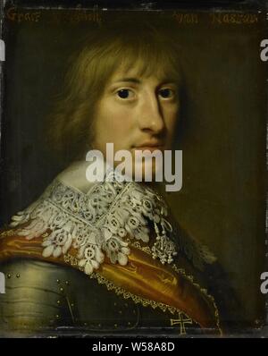 Portrait de Henry Casimir Ier, Comte de Nassau-Dietz, Portrait d'Hendrik Casimir I (1612-40), comte de Nassau-Dietz. Buste à droite, en armure. Partie de la série de portraits de la Cour comme stathouder de Leeuwarden, Hendrik Casimir I Comte de Nassau-Dietz, Wybrand de Geest (I), ch. 1632, tableau de bord, de la peinture à l'huile (peinture), support : h 29,9 cm × 24,1 cm w t 1,1 cm d 5,4 cm Banque D'Images