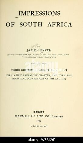 Impressions d'Afrique du Sud : Bryce, James Bryce, vicomte, 1838-1922 Banque D'Images