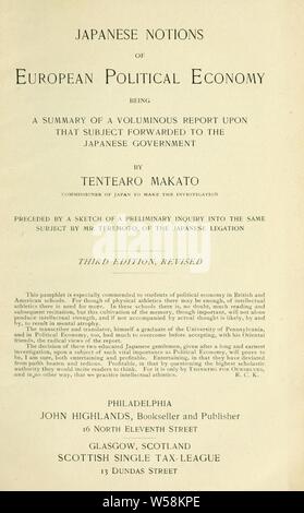 Notions de japonais de l'économie politique européenne ; être un résumé d'un volumineux rapport sur ce sujet a transmis au gouvernement japonais : Amour, James, 1948 Banque D'Images