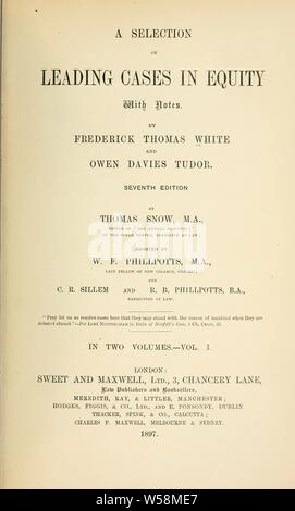 Une sélection stricte des cas dans l'équité, avec notes : Blanc, Frederick Thomas Banque D'Images