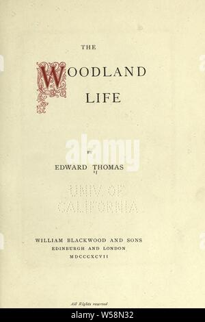 La vie des bois : Thomas, Edward, 1878-1917 Banque D'Images