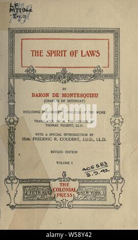 L'esprit des lois, y compris l'analyse d'Alembert de l'œuvre : Montesquieu, Charles de Secondat, baron de, 1689-1755 Banque D'Images