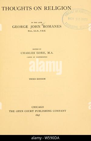 Pensées sur la religion : Romanes, George John, 1848-1894 Banque D'Images