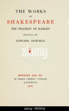 La tragédie d'Hamlet : Shakespeare, William, 1564-1616 Banque D'Images