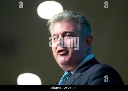 Le président du parti conservateur Brandon Lewis au cours de la campagne électorale, leadership 2019 Juillet 2019. Banque D'Images