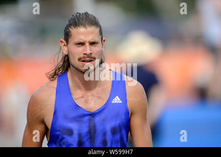 La Haye, Pays-Bas. 26 juillet, 2019. La Haye, 26-07-2019, le néerlandais d'athlétisme, NK Atletiek, Haag Atletiek, Pole Vault final, Rutger Koppelaar gagnant et champion Néerlandais : Crédit Photos Pro/Alamy Live News Banque D'Images