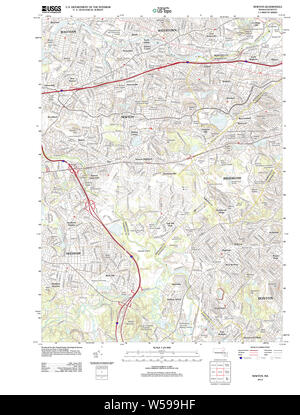 Le Massachusetts USGS Topo Historique MA CARTE Newton 20120613 Restauration TM Banque D'Images