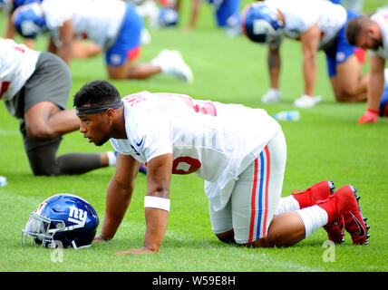 East Rutherford, New Jersey, USA. 26 juillet 2019 : 26 juillet, 2019 : New York Giants Running Back SAQUAN BARKLEY (26) s'étend au cours de l'action au camp d'entraînement la quête du centre de formation de diagnostic, East Rutherford, New Jersey (crédit Image : © CohenZUMA Bennett sur le fil) Credit : ZUMA Press, Inc./Alamy Live News Banque D'Images