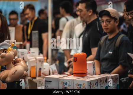 Hong Kong, Chine : le 26 juillet 2019 : de nombreux visiteurs assister au 21ème Jeux Ani-Com & Hong Kong au Hong Kong Convention & Exhibition Centre. Banque D'Images