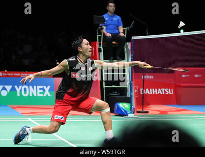 Tokyo, Japon. 27 juillet, 2019. Kento Momota du Japon fait concurrence au cours de la demi-finale du tournoi contre Sai Praneeth B. de l'Inde au Japon Ouvrir 2019 tournoi de badminton à Tokyo, Japon, Juillet 27, 2019. Kento Momota a gagné 2-0. Crédit : Du Xiaoyi/Xinhua/Alamy Live News Banque D'Images