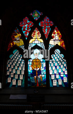 Vitrail commémorant les soldats qui sont morts dans la Première Guerre mondiale - Eglise Holy Rude, de la vieille ville de Stirling, Scotland, UK Banque D'Images