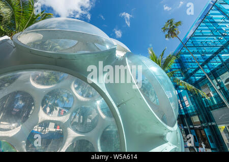 Oeil de mouche DOME (©Buckminster Fuller INST 2014) PALM COURT (©SB ARCHITECTS 2018) MIAMI DESIGN DISTRICT MIAMI FLORIDA USA Banque D'Images