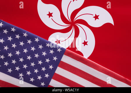 USA mixtes et Hong Kong Drapeau, trois dimensions rendent Banque D'Images