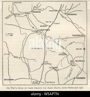 Le plan a partir de la Deuxième Guerre des Boers, De Wet's Rush dans la colonie du Cap via Zand dérive, 10 février 1901 Banque D'Images