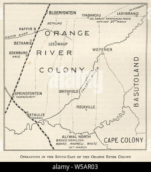 Le plan a partir de la Deuxième Guerre des Boers, les opérations dans le sud-est de la colonie de la Rivière Orange 1901 Banque D'Images