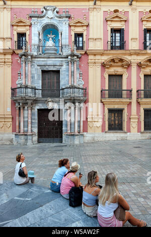 Palais épiscopal sur la Plaza del Obispo - l'un des plus importants de l'architecture baroque tardif à Malaga, Espagne Banque D'Images