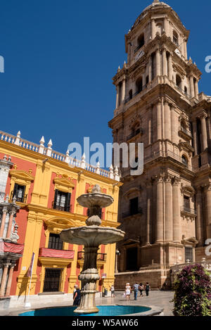 Palais épiscopal sur la Plaza del Obispo - l'un des plus importants de l'architecture baroque tardif à Malaga, Espagne Banque D'Images