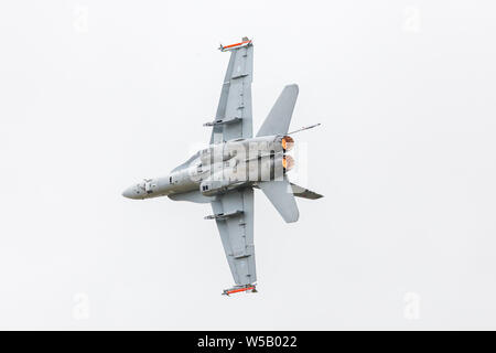 L'Armée de l'Air finlandaise F/A-18C Hornet capturés à la 2019 Royal International Air Tattoo à Fairford de la RAF. Banque D'Images