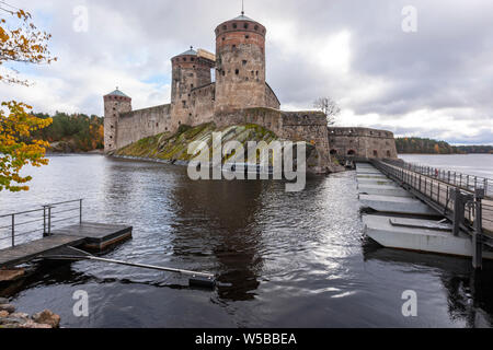 Olavinlinna, Château de l'Olaf, Savonlinna, Savonie du Sud, Finlande Banque D'Images